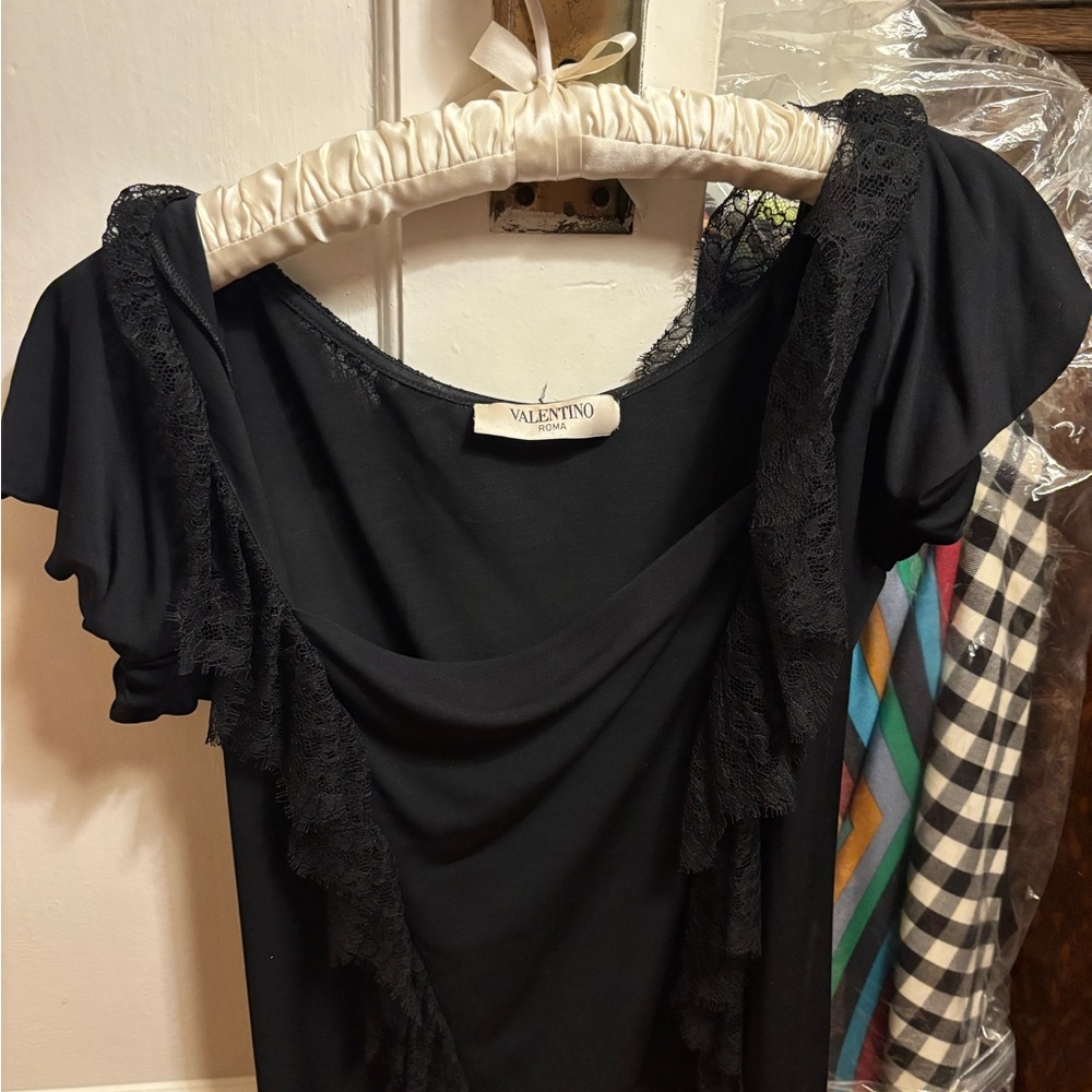 Valentino Black Top with Lace Details